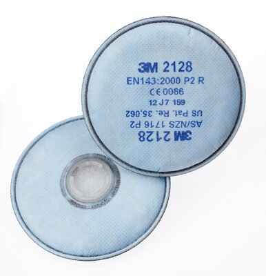 3M 2128 P2 Particulate Filter pair to suit 3M 6000/7000 Series Dust Mask. Protection against welding fume, ozone, polishing and grinding particles