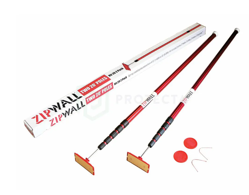 Zipwall Super Tall Kit. Includes: 2x Large Spring-Loaded Poles (1.6m ...