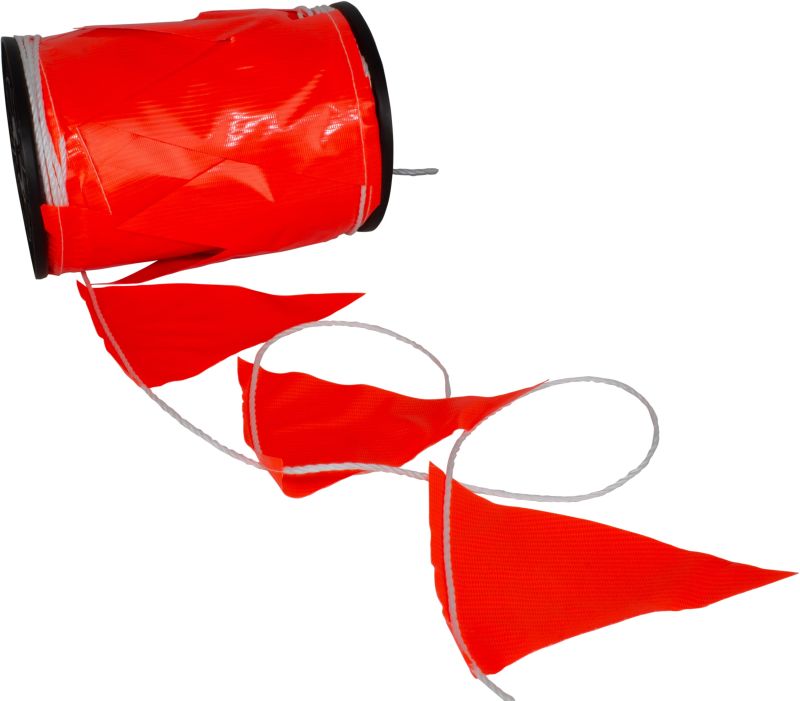 Safety Bunting with PVC Flag Orange  100 Metre Roll