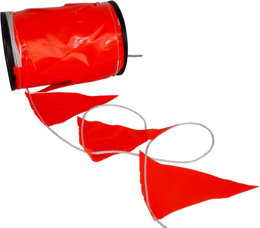 Safety Bunting with PVC Flag Orange  100 Metre Roll