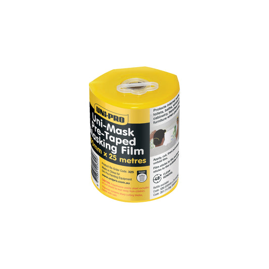 Uni-Pro 550mm x 25m Uni-Mask Masking Tape & Pull-Down Plastic Drop Sheet Refill