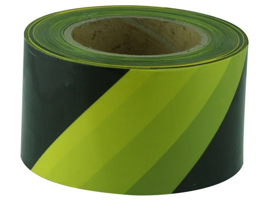 Black & Yellow Stripe Safety Barrier Tape 75mm x 100m Roll