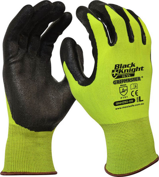 Black Knight Gripmaster Hi-Vis Glove X-LARGE (Pack of 12) Cut resistant with excellent Grip in wet & oily conditions.