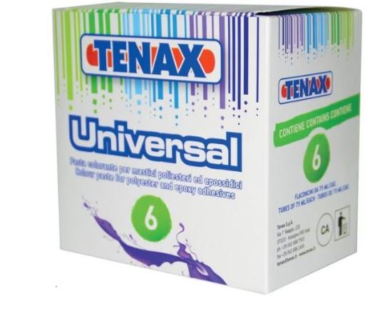 Tenax Universal Colour  pastes for polyester resin and epoxy systems. Includes Black, Brown, White, Yellow, Red and Green 75ml Bottles.