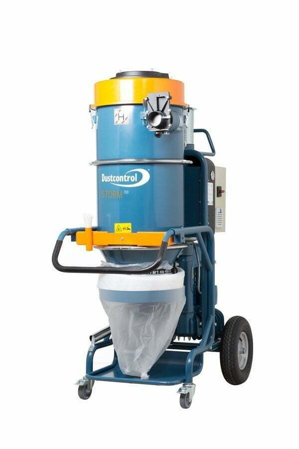 Dustcontrol DC Storm 700 Vacuum, Three Phase, 7.5kW Motor, 212kg, Includes Longopac 25m Continuous Bag (44077), 7.5m Antistatic Suction Hose 50mm, Floor Nozzle (7238), Suction Pipe (7265), Polyester Fine Filter PTFE (44081) and HEPA H13 Filter (42807)